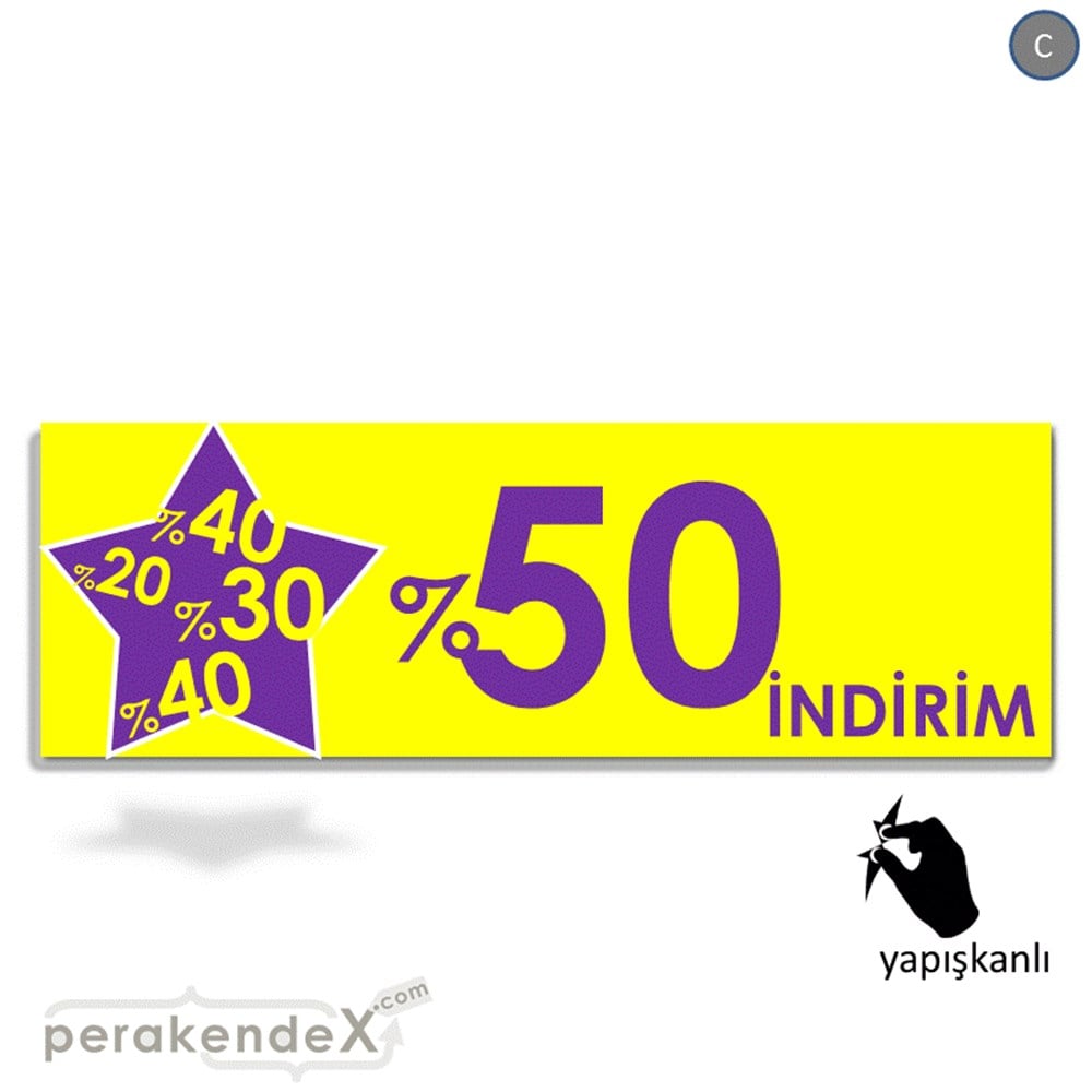 %50'Ye Kadar İndirim Yıldızlı Kademeli VİTRİN, CAM FOLYO,  VİNİL (BANNER) -dikdörtgen,tek yön baskı