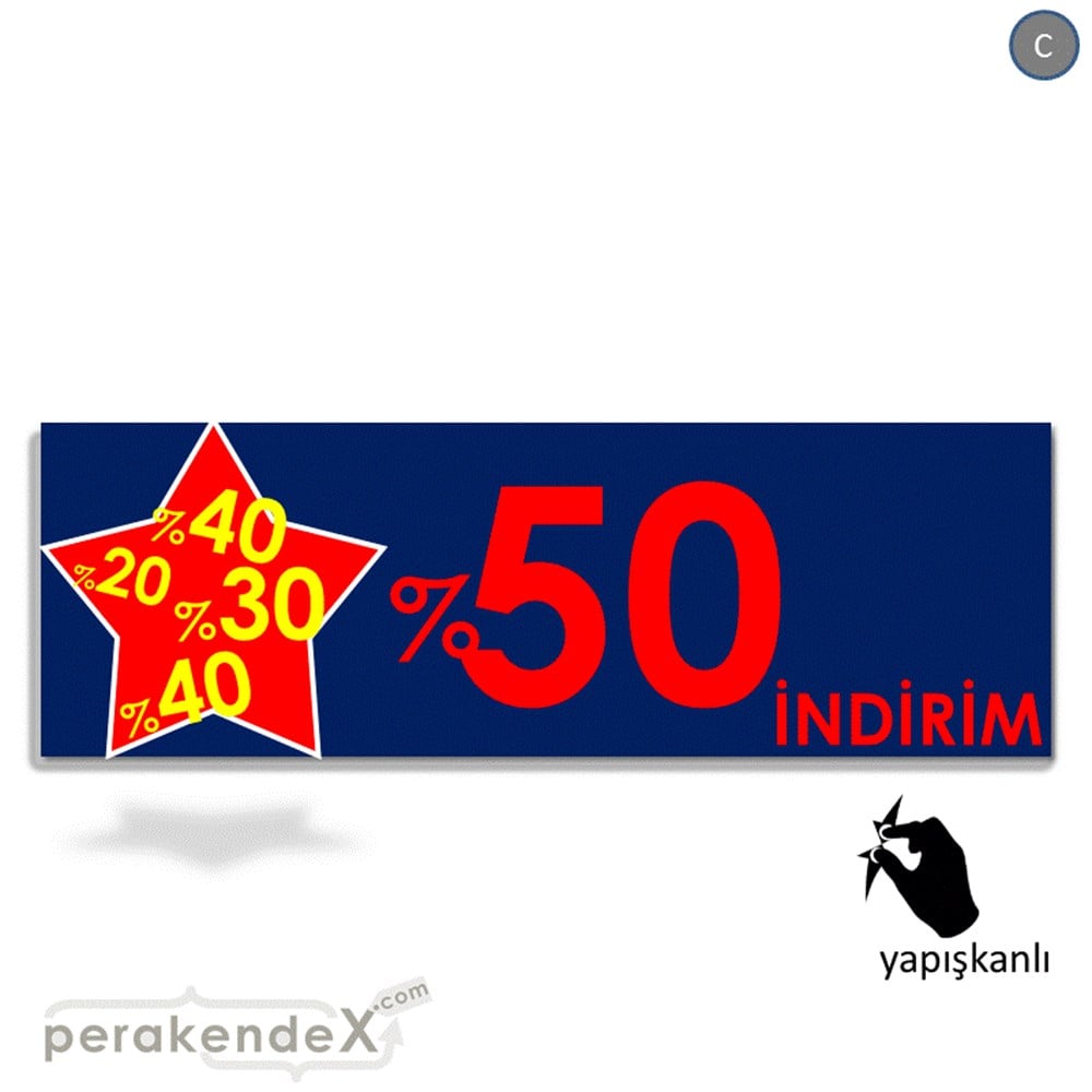 %50'Ye Kadar İndirim Yıldızlı Kademeli VİTRİN, CAM FOLYO,  VİNİL (BANNER) -dikdörtgen,tek yön baskı