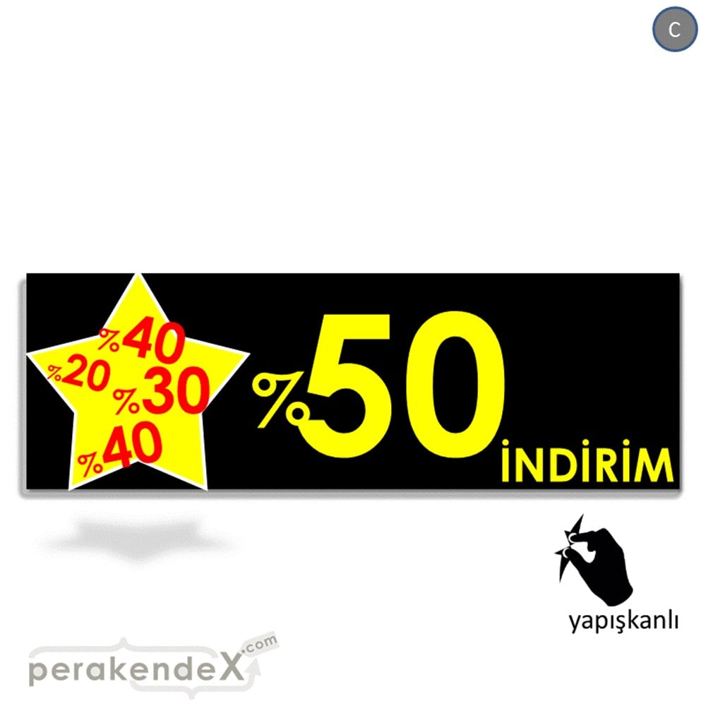 %50'Ye Kadar İndirim Yıldızlı Kademeli VİTRİN, CAM FOLYO,  VİNİL (BANNER) -dikdörtgen,tek yön baskı