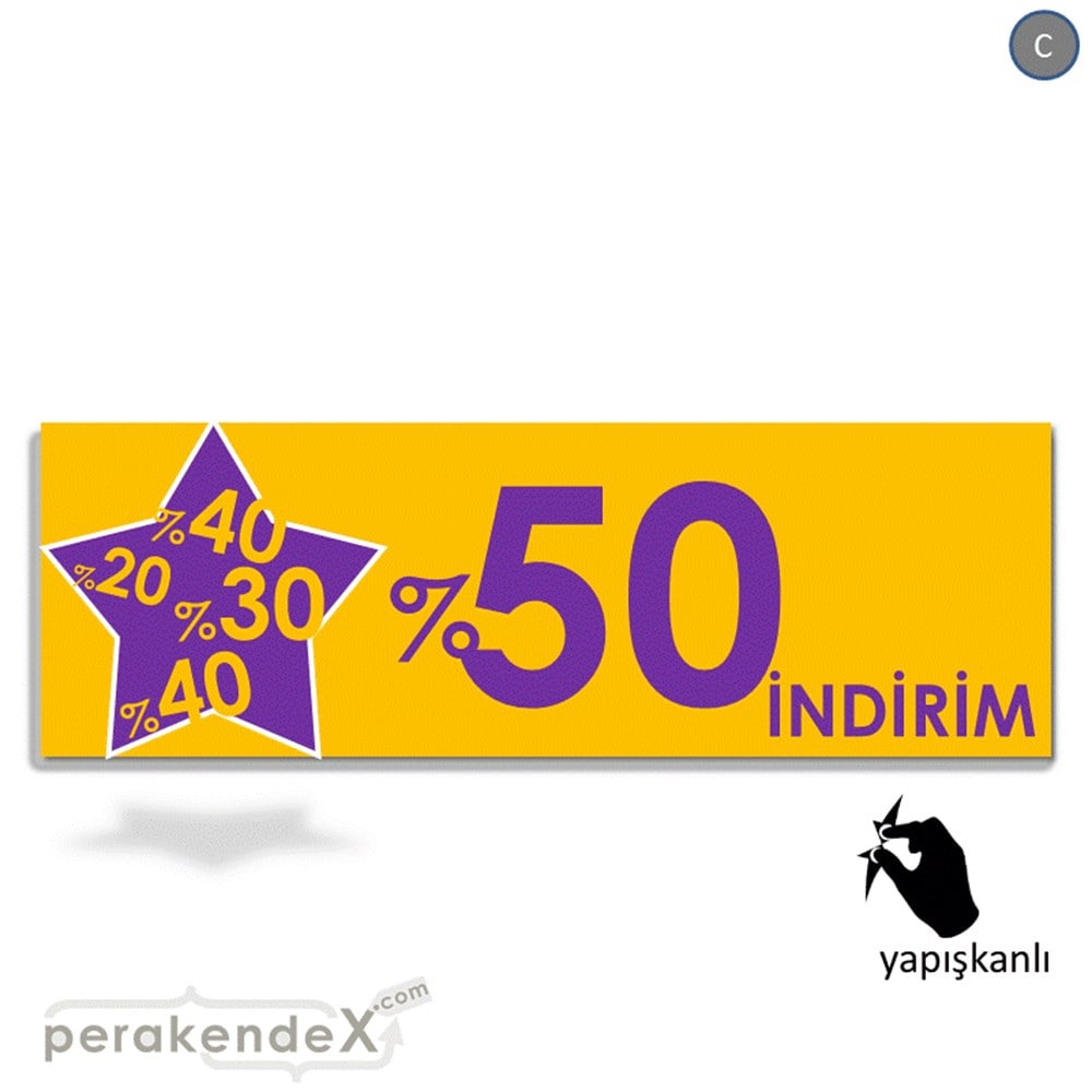 %50'Ye Kadar İndirim Yıldızlı Kademeli VİTRİN, CAM FOLYO,  VİNİL (BANNER) -dikdörtgen,tek yön baskı