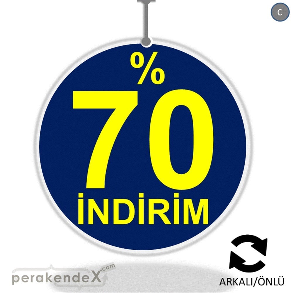 yüzde 70 indirim DÖNKARTI -oval,çift yön baskı