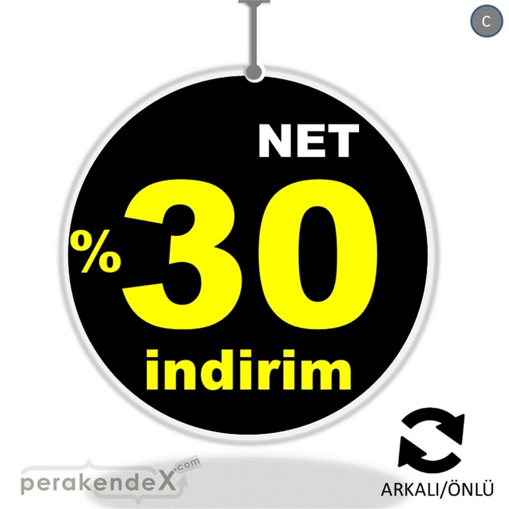 net yüzde 30 indirim DÖNKARTI -oval,çift yön baskı