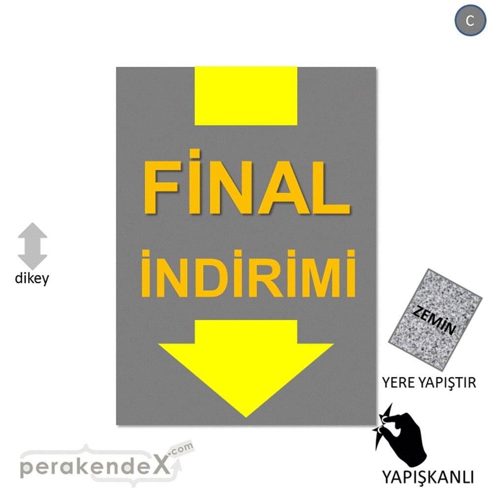 final indirimi YER ZEMİNE YAPIŞIR -dikdörtgen,tek yön baskı