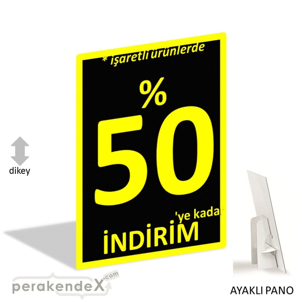 yüzde 50 ye varan indirim AYAKLI REKLAM PANOSU -dikdörtgen,tek yön baskı