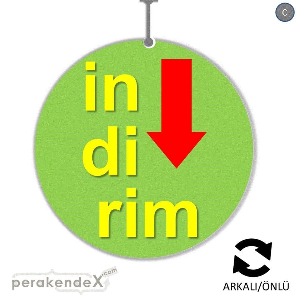 oklu>heceli indirim DÖNKARTI -oval,çift yön baskı