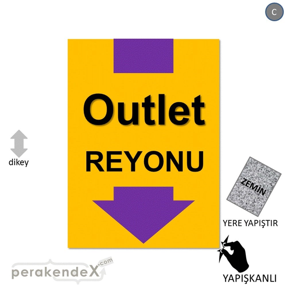 outlet reyonu YER ZEMİNE YAPIŞIR -dikdörtgen,tek yön baskı