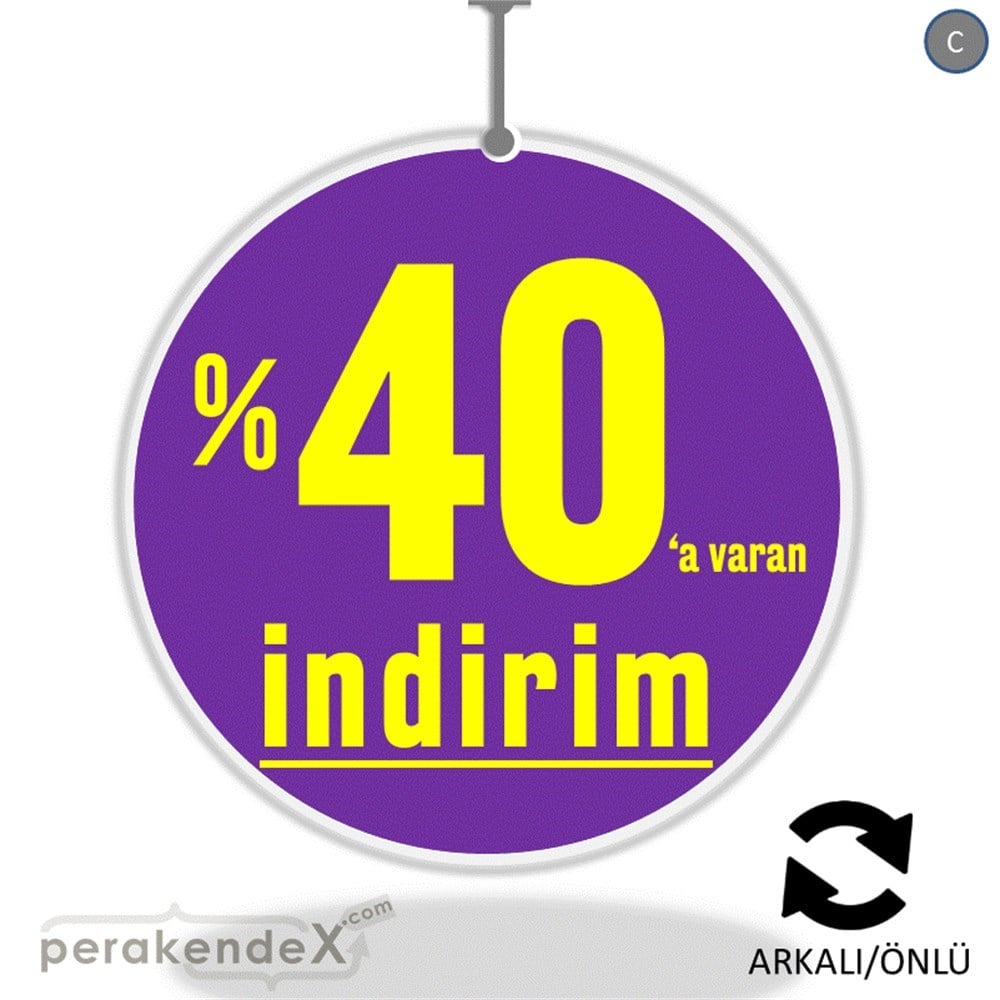 yüzde 40 a varan indirim DÖNKARTI -oval,çift yön baskı
