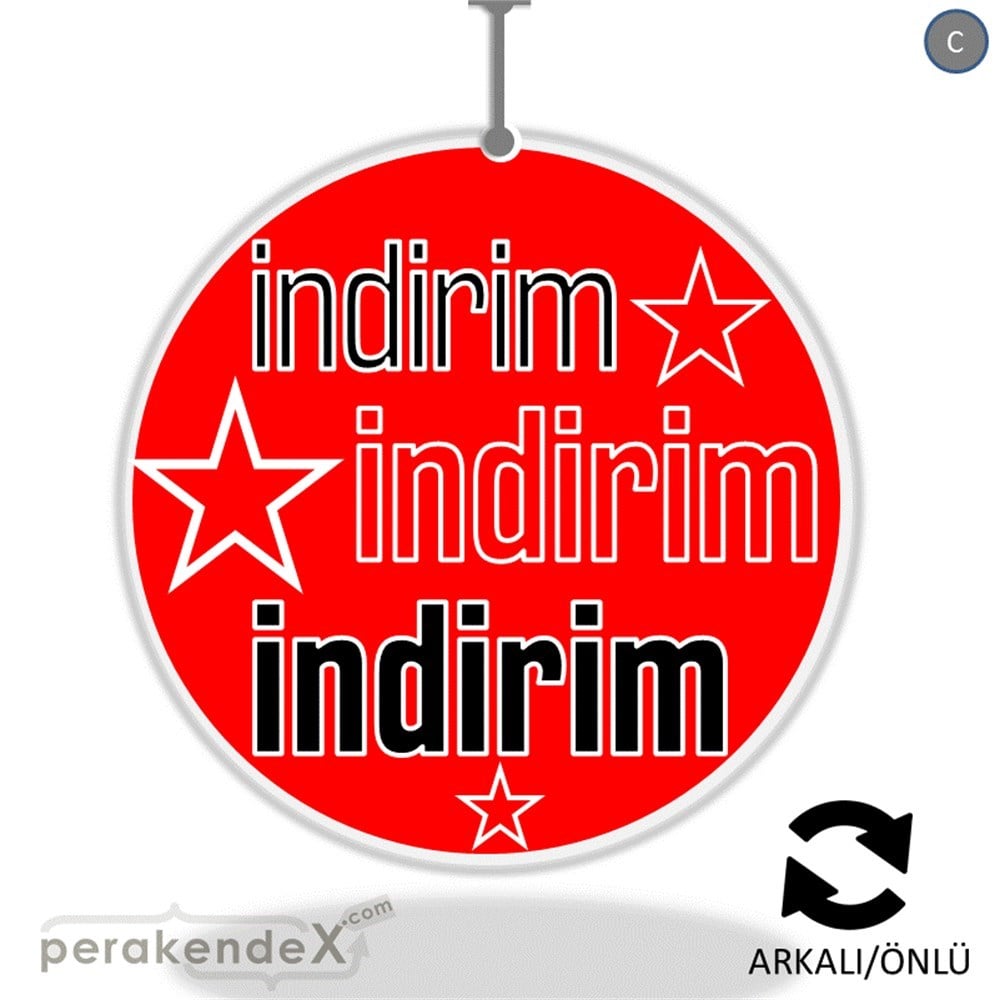 yıldızlı 3x indirim DÖNKARTI -oval,çift yön baskı