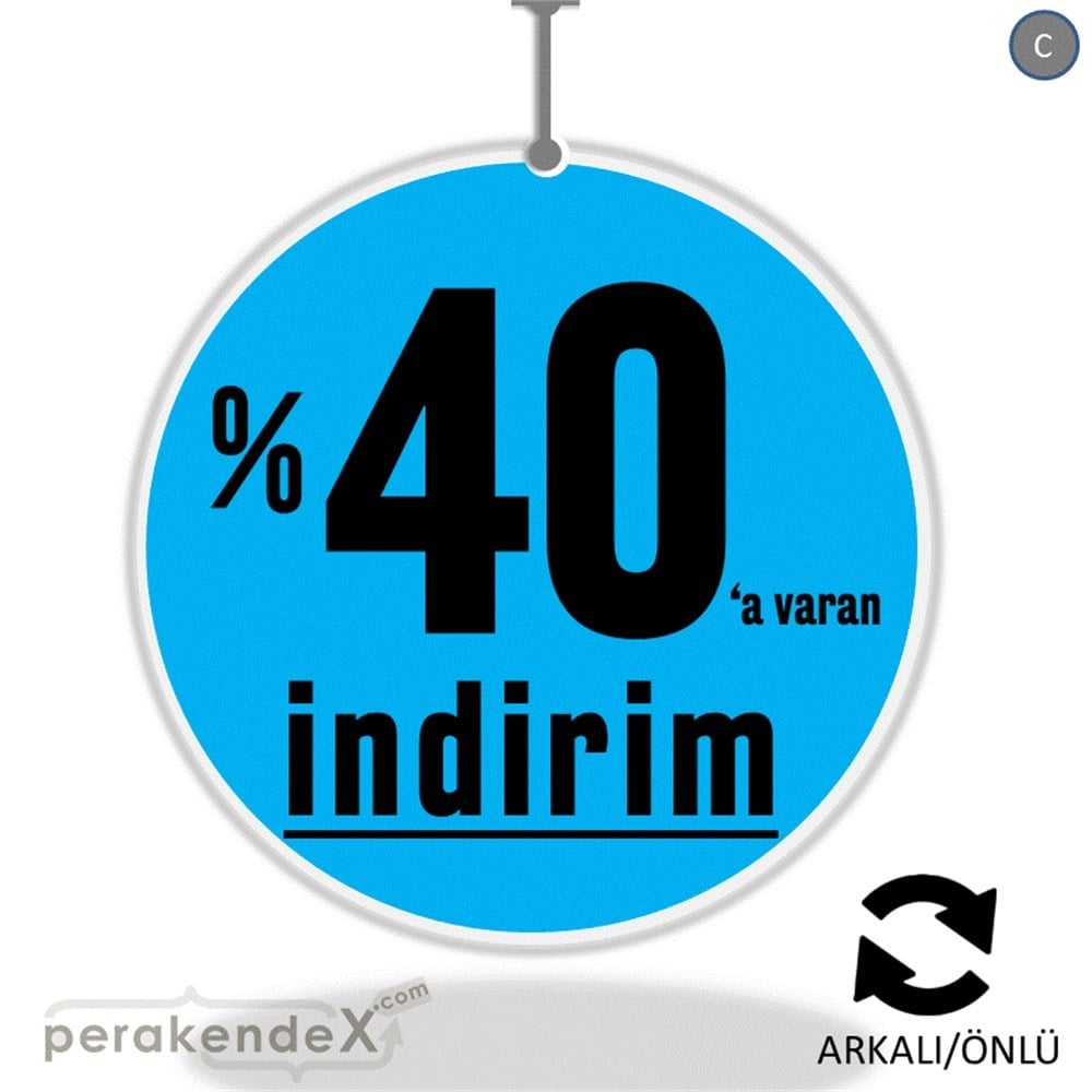yüzde 40 a varan indirim DÖNKARTI -oval,çift yön baskı