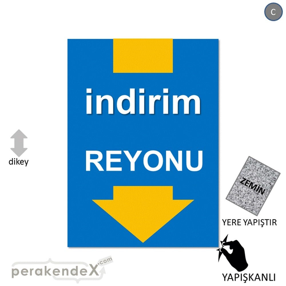 indirim reyonu YER ZEMİNE YAPIŞIR -dikdörtgen,tek yön baskı