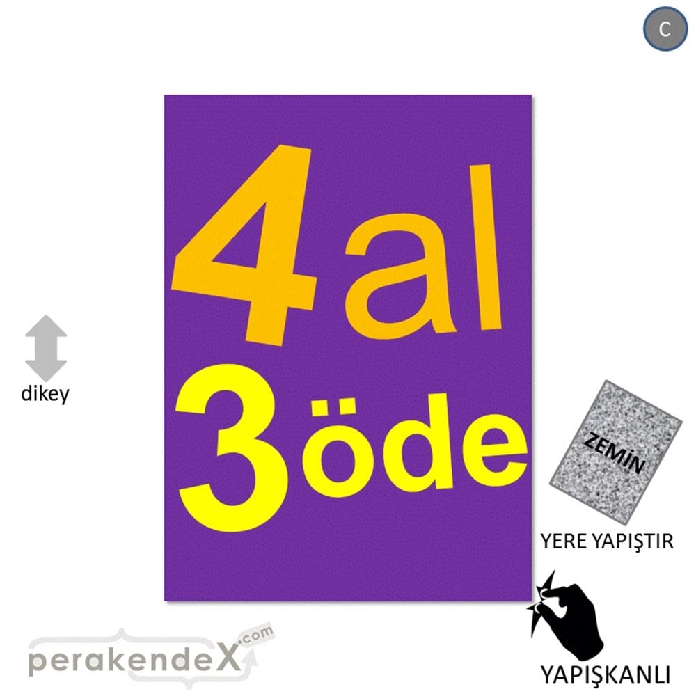 4 al 3 öde YER ZEMİNE YAPIŞIR -dikdörtgen,tek yön baskı