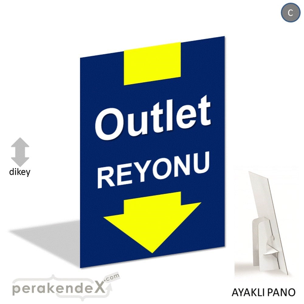 outlet reyonu AYAKLI REKLAM PANOSU -dikdörtgen,tek yön baskı