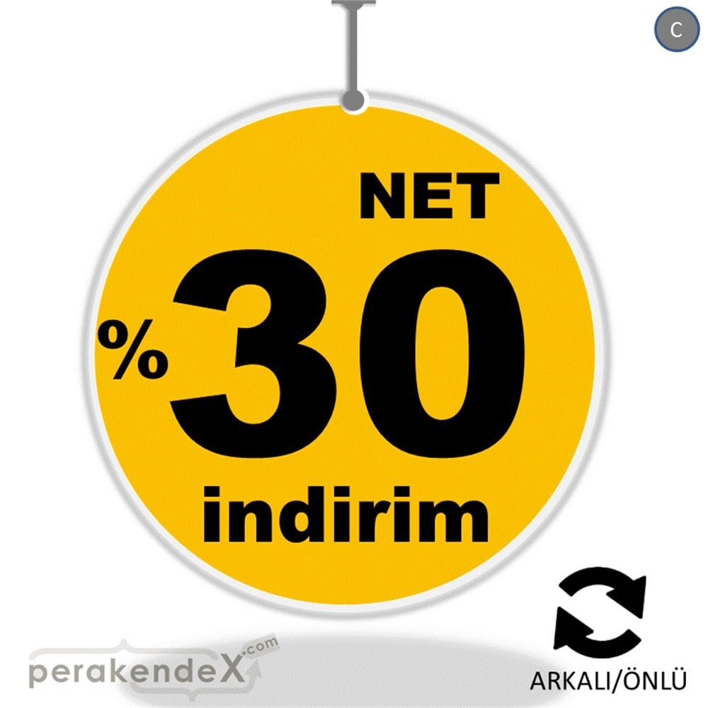 net yüzde 30 indirim DÖNKARTI -oval,çift yön baskı
