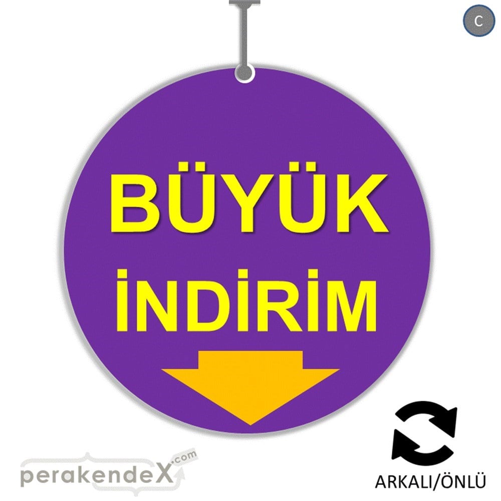 büyük indirim DÖNKARTI -oval,çift yön baskı