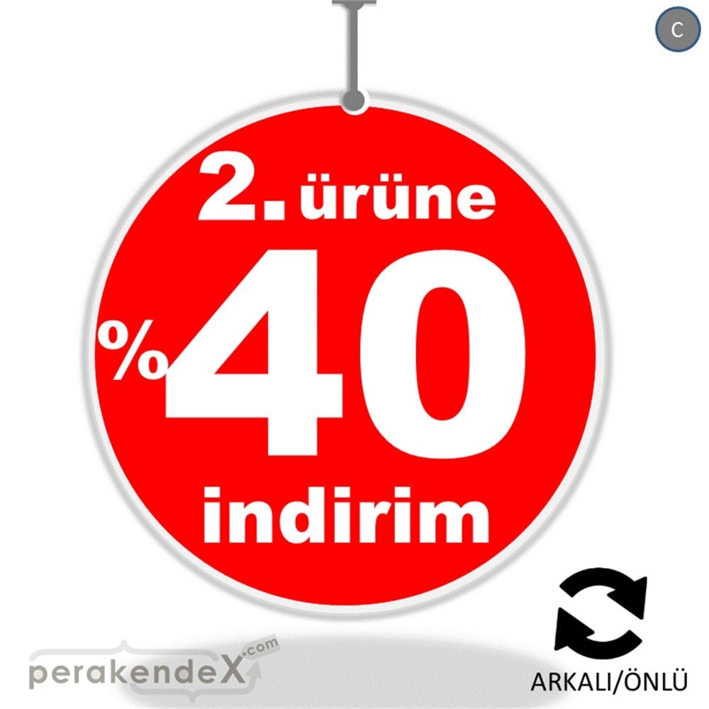 2. ürüne yüzde 40 indirim DÖNKARTI -oval,çift yön baskı