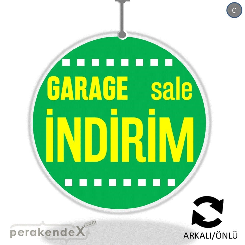 garage sale indirim DÖNKARTI -oval,çift yön baskı
