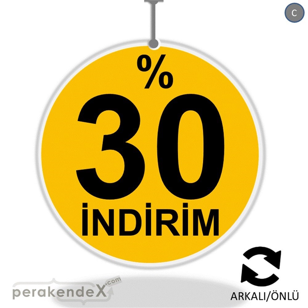 yüzde 30 indirim DÖNKARTI -oval,çift yön baskı