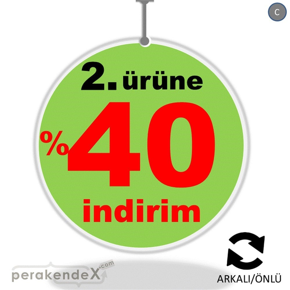 2. ürüne yüzde 40 indirim DÖNKARTI -oval,çift yön baskı