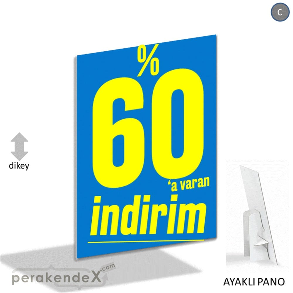 %60 A Varan İndirim Kampanyası KARTON AYAKLI POSTER,  PANO -dikdörtgen,tek yön baskı