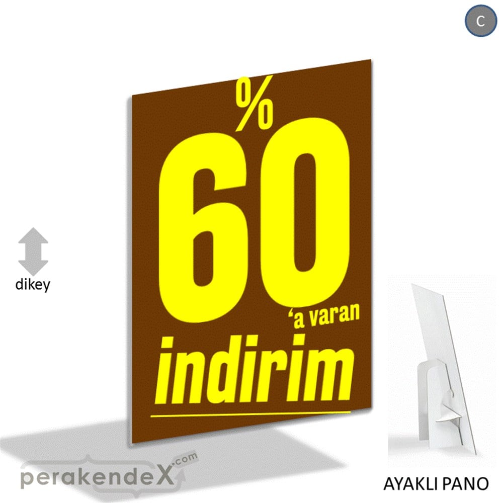 %60 A Varan İndirim Kampanyası KARTON AYAKLI POSTER,  PANO -dikdörtgen,tek yön baskı