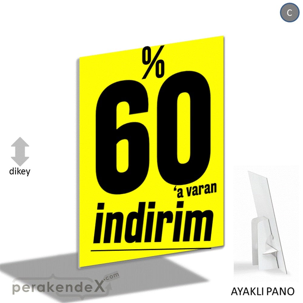 %60 A Varan İndirim Kampanyası KARTON AYAKLI POSTER,  PANO -dikdörtgen,tek yön baskı