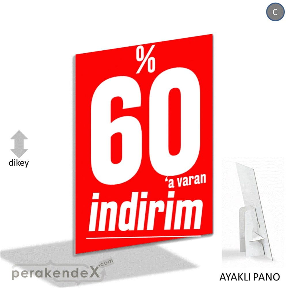 %60 A Varan İndirim Kampanyası KARTON AYAKLI POSTER,  PANO -dikdörtgen,tek yön baskı