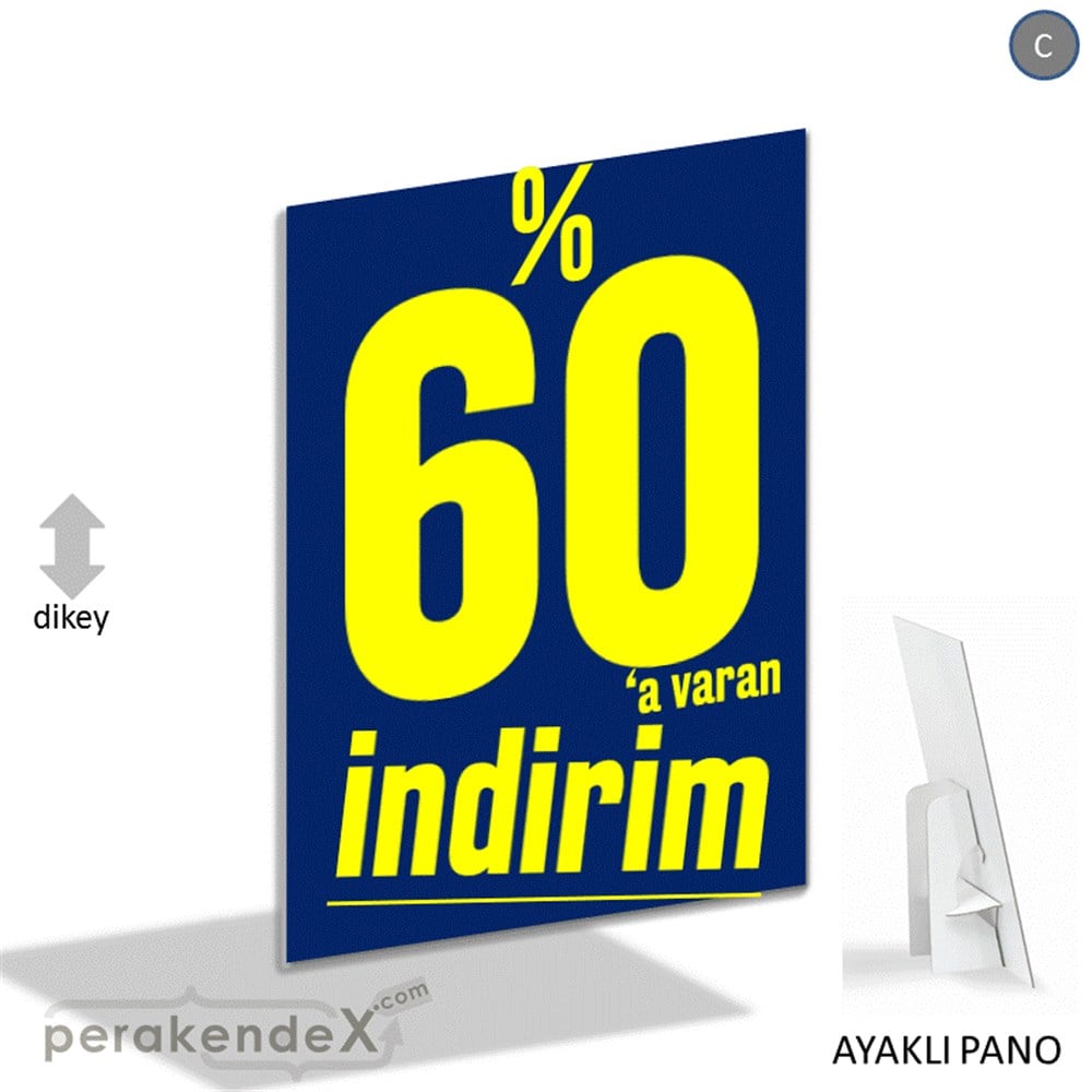 %60 A Varan İndirim Kampanyası KARTON AYAKLI POSTER,  PANO -dikdörtgen,tek yön baskı