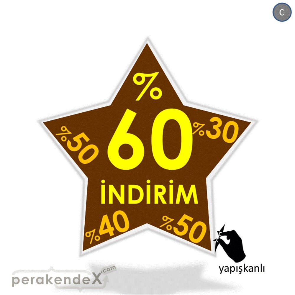 %60'A Kadar İndirim Yıldızlı Kademeli VİTRİN - CAM FOLYO,  VİNİL -yıldız,tek yön baskı