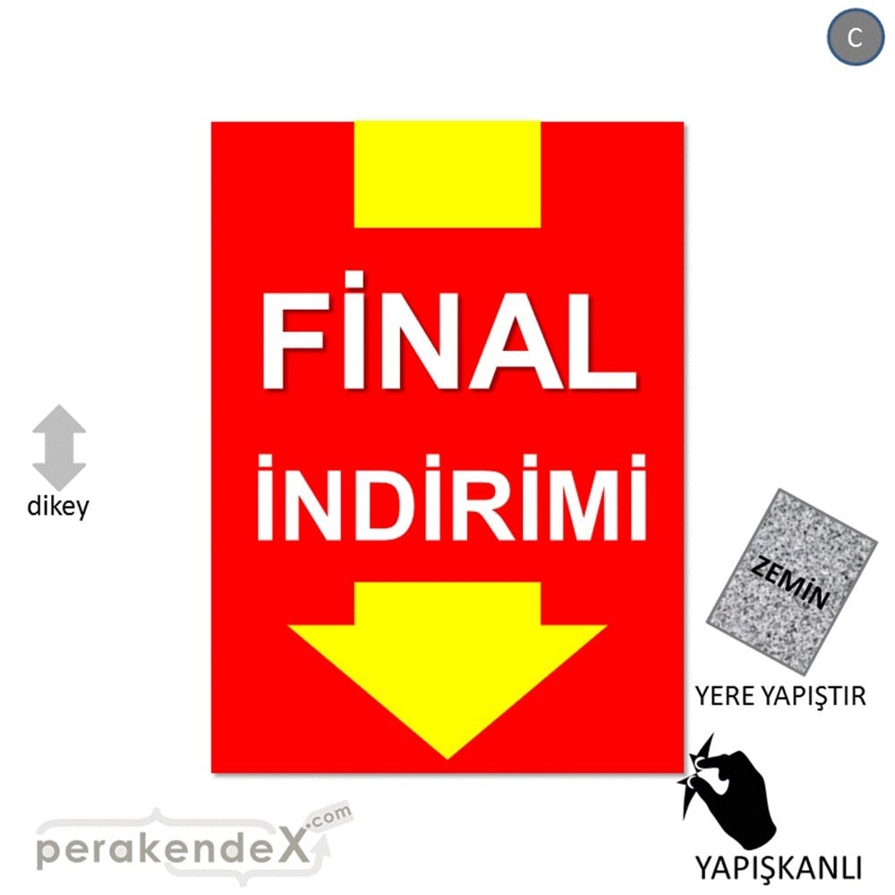 final indirimi YER ZEMİNE YAPIŞIR -dikdörtgen,tek yön baskı