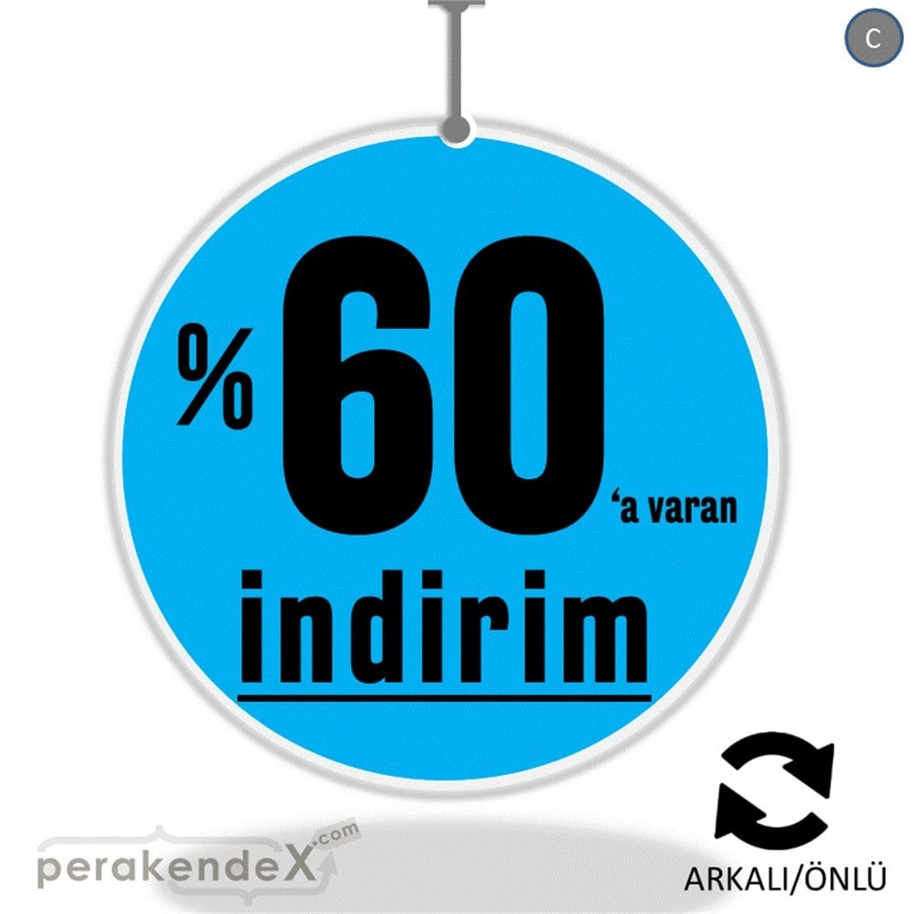 yüzde 60 a varan indirim DÖNKARTI -oval,çift yön baskı