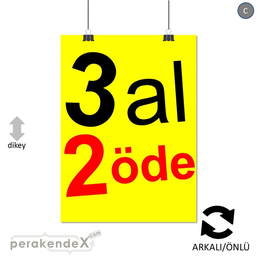 3 al 2 öde SERT PLASTİK POSTER -dikdörtgen,çift yön baskı