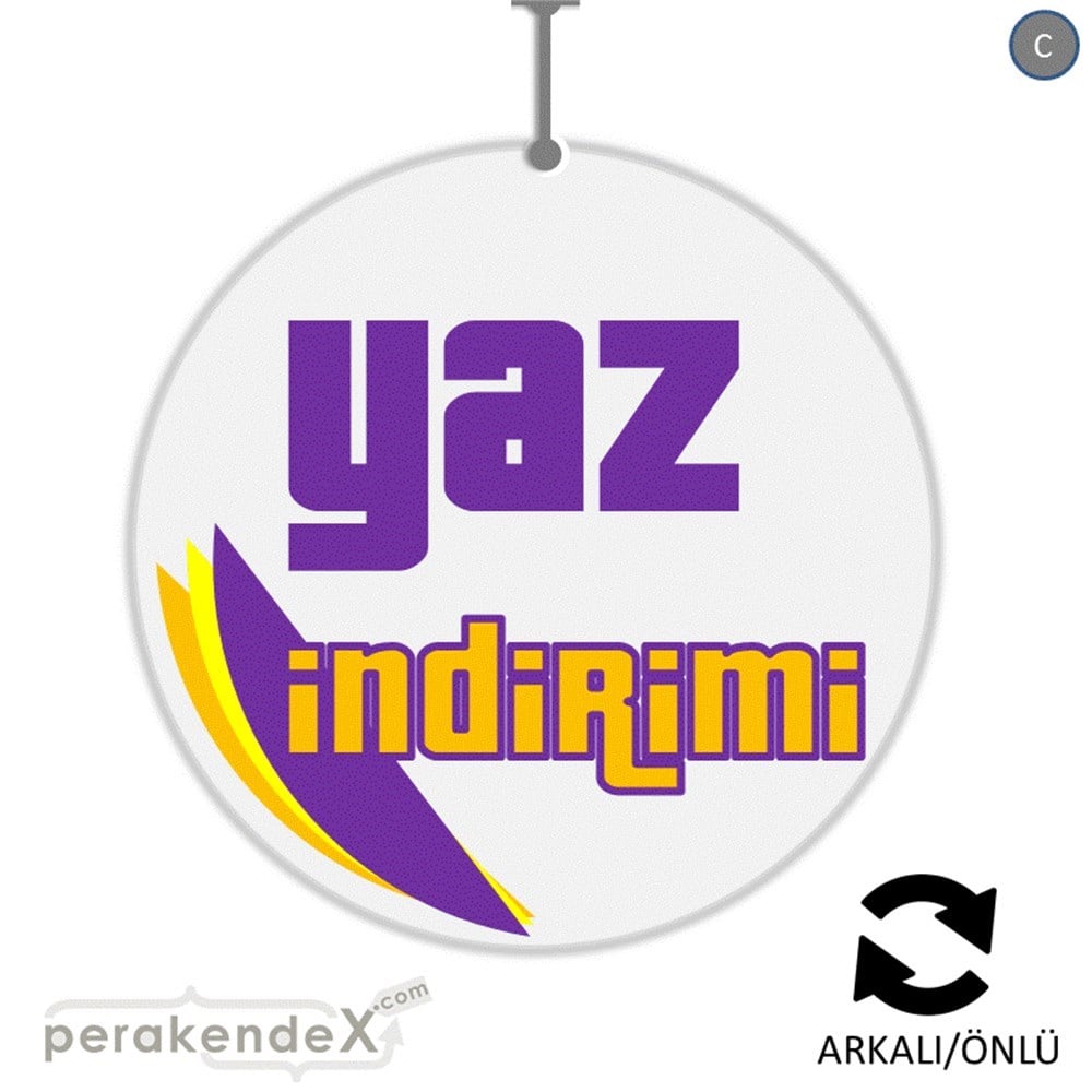 yaz indirimi DÖNKARTI -oval,çift yön baskı