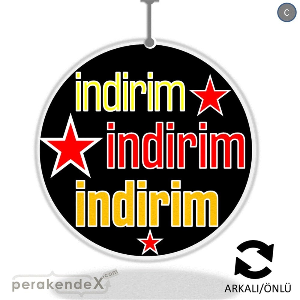 yıldızlı 3x indirim DÖNKARTI -oval,çift yön baskı