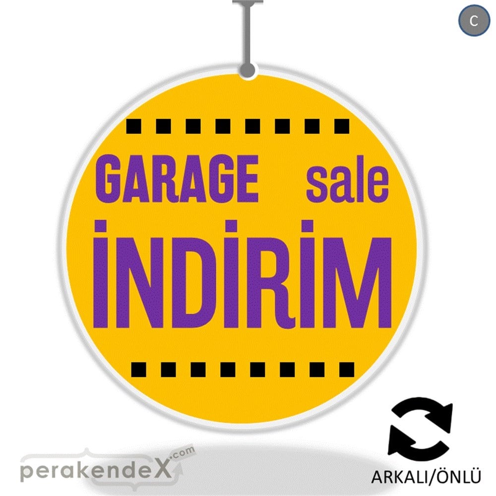 garage sale indirim DÖNKARTI -oval,çift yön baskı