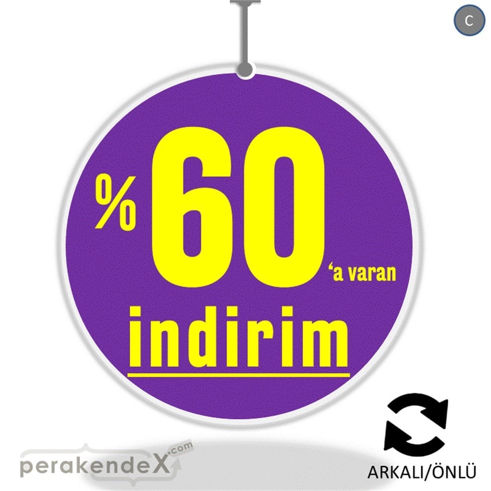 yüzde 60 a varan indirim DÖNKARTI -oval,çift yön baskı