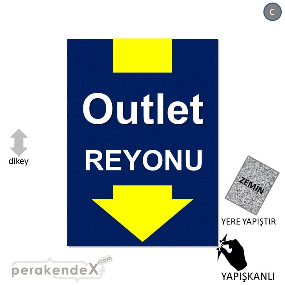 outlet reyonu YER ZEMİNE YAPIŞIR -dikdörtgen,tek yön baskı