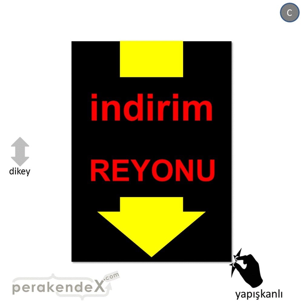 indirim reyonu CAMA YAPIŞAN FOLYO -dikdörtgen,tek yön baskı