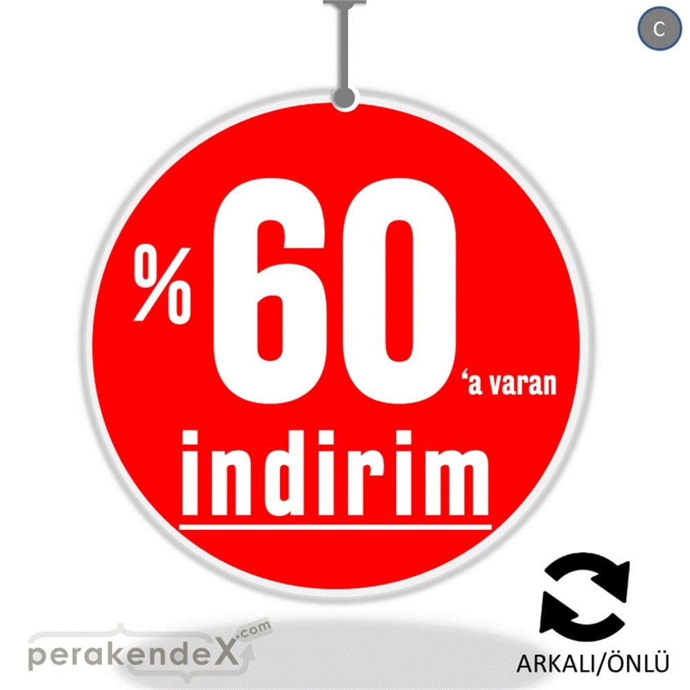 yüzde 60 a varan indirim DÖNKARTI -oval,çift yön baskı