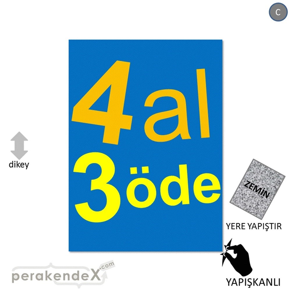 4 al 3 öde YER ZEMİNE YAPIŞIR -dikdörtgen,tek yön baskı