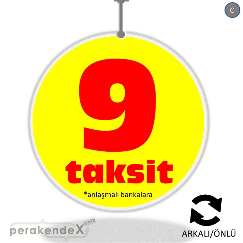 anlaşmalı bankalara 9 taksit DÖNKARTI -oval,çift yön baskı