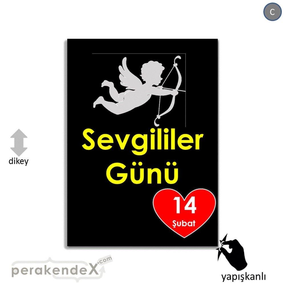 14 şubat sevgililer günü eros VİTRİN - CAM FOLYO,  VİNİL -dikdörtgen,tek yön baskı