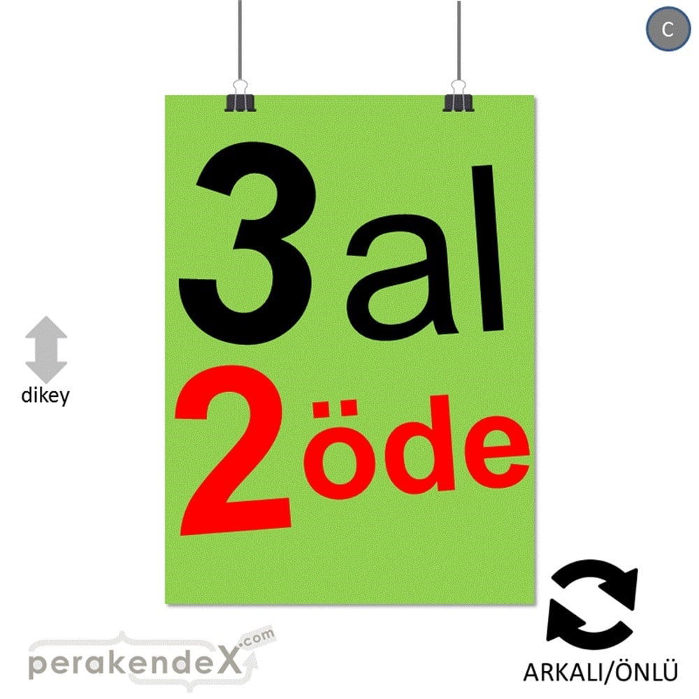 3 al 2 öde SERT PLASTİK POSTER -dikdörtgen,çift yön baskı