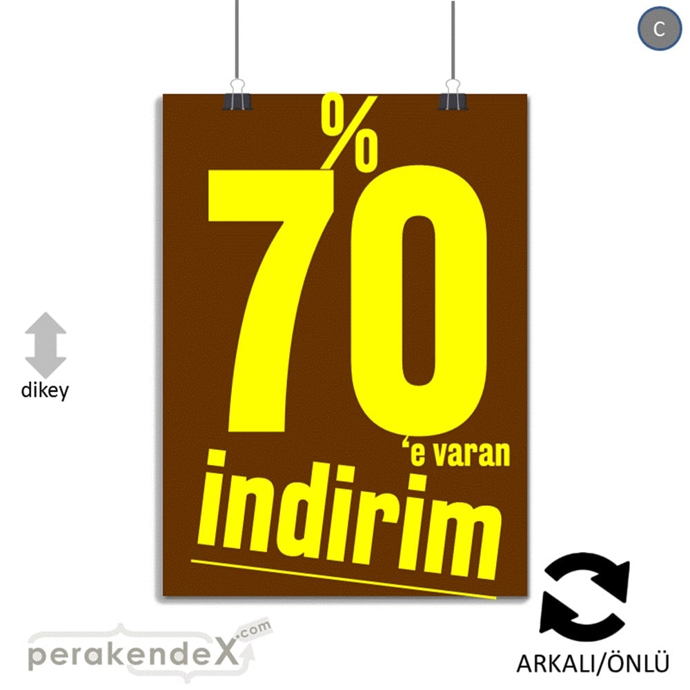 %70 E Varan İndirim Kampanyası KAĞIT POSTER,  AFİŞ -dikdörtgen,çift yön baskı