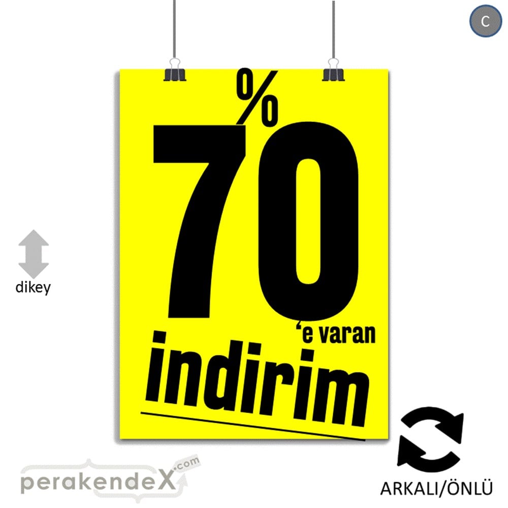 %70 E Varan İndirim Kampanyası SERT PLASTİK POSTER,  AFİŞ -dikdörtgen,çift yön baskı