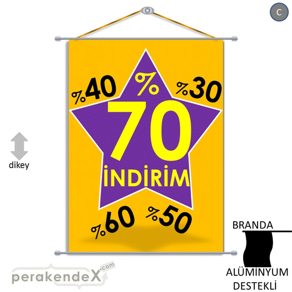 %70'A Kadar İndirim Yıldızlı Kademeli BRANDA POSTER,  AFİŞ -dikdörtgen,tek yön baskı