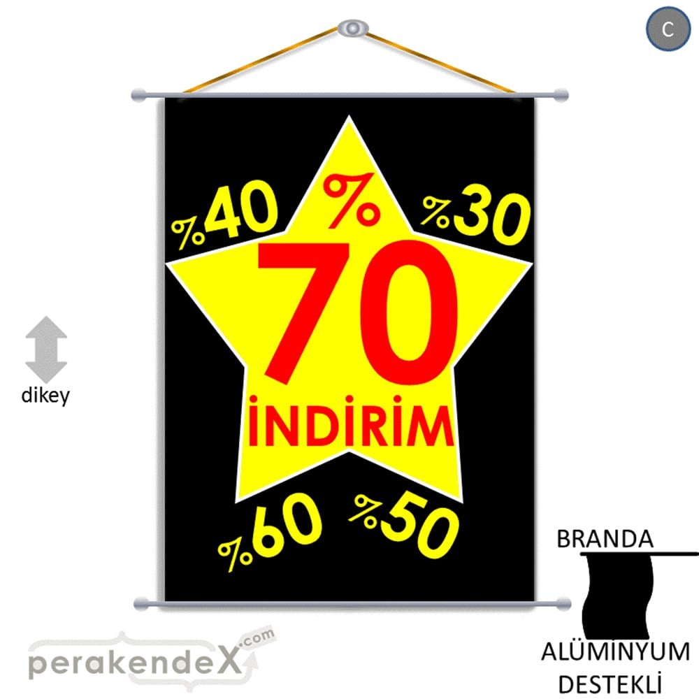 %70'A Kadar İndirim Yıldızlı Kademeli BRANDA POSTER,  AFİŞ -dikdörtgen,tek yön baskı
