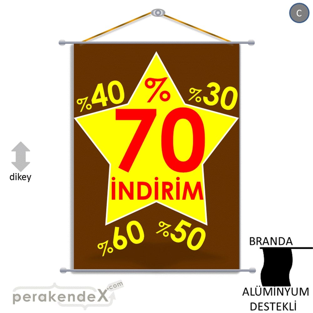 %70'A Kadar İndirim Yıldızlı Kademeli BRANDA POSTER,  AFİŞ -dikdörtgen,tek yön baskı