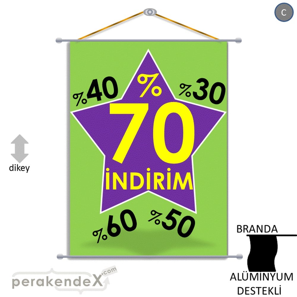 %70'A Kadar İndirim Yıldızlı Kademeli BRANDA POSTER,  AFİŞ -dikdörtgen,tek yön baskı
