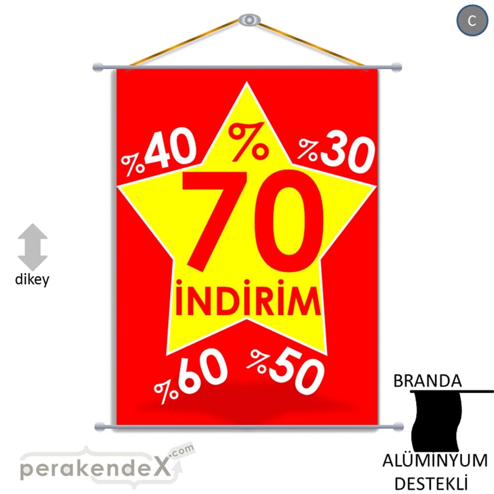 %70'A Kadar İndirim Yıldızlı Kademeli BRANDA POSTER,  AFİŞ -dikdörtgen,tek yön baskı