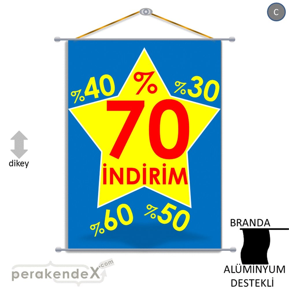 %70'A Kadar İndirim Yıldızlı Kademeli BRANDA POSTER,  AFİŞ -dikdörtgen,tek yön baskı